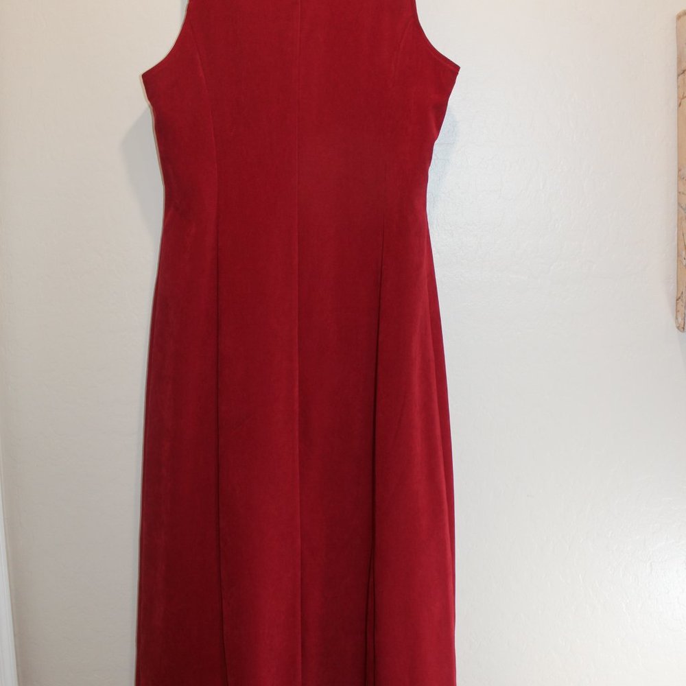 Casual Corner Annex Woman Size 6 Burgundy Red Maxi Dress Sueded Sleeveless - Picture 3 of 7
